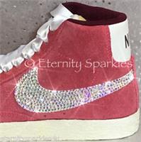 Customised Rose Pink Crystal Bling Sparkle Luxe Vintage Nike Blazers UK 3-7