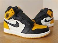 Nike Air Jordan 1 Retro High OG Taxi Yellow toe Mens Basketball Trainers UK 8