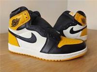Nike Air Jordan 1 Retro High OG Taxi Yellow Toe Mens Basketball Trainers UK 8