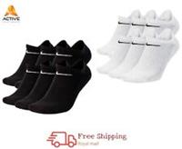 Nike Men's Women Socks 6 Pair No-Show Cushioned Everyday Cotton Gym Socks - Medium UK 5-8 EU 38-42 Regular