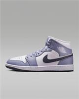 Nike Jordan Air 1 Mid Trainers in White/Indigo Haze/Dark Blue Grey Shoes