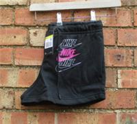 Ladies Nike Shorts Sports Casual Jogging Gym Fleece Shorts Black Small 30" Waist - Small 30" Waist Regular