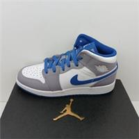 Nike Air Jordan 1 Mid (GS) Cement Grey/White/True Blue Unisex Womens/ Kids UK 5.