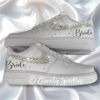 Custom NIKE AIR FORCE 1 AF1's White Crystal Bling Wedding, Bride, Bridal Shoes