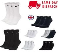NIKE SOCKS 3 PAIRS PACK - LIGHTWEIGHT CREW ANKLE MENS WOMENS SPORTS UK - M Regular