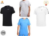 Nike NSW Men's T-Shirts Tape Repeat Shirts Sportswear Top Cotton Tee Jersey - M Regular