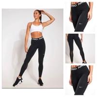 Nike Pro Women' Leggings DRI-FIT Running Gym Activewear Black Bottom - L Regular