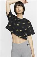 Nike NSW Women's Short Sleeve Cropped Top Overbranded GOLD LOGO Shine 100%cotton - M Regular