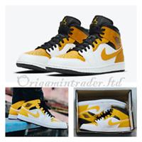 NIke Air Jordan 1 Mid White University Gold 554724-170