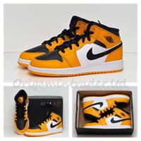 Nike Air Jordan 1 Mid (GS) `Taxi` 554725-701 Size 5.5 UK, 38.5 EUR