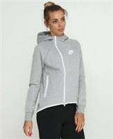 WOMENS NIKE TECH FLEECE CAPE HOODIE SIZE XS (930757 063) GREY / WHITE - XS LOOSE FIT