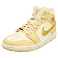Nike Air Jordan 1 Mid Se Womens Fashion Trainers in Vanilla Gold