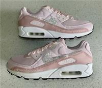 Customised Blush Pink Crystal Sparkle Nike Air Max 90 Ladies Trainers