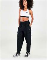 WOMENS NIKE ESSENTIAL CURVE WOVEN CARGO Loose Fit PANTS SIZE S (DD5983 010)BLACK - S Regular