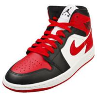 Nike Air Jordan 1 Mid Womens Fashion Trainers in Black Red