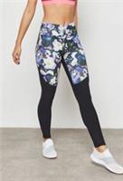 NIKE POWER LEGENDS TRAINING TIGHTS WOMENS SIZE S (861424 010) BLACK / FLORAL - S Regular