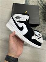 Nike Air Jordan 1 Mid GS Diamond Shorts | White | Size UK3.5 7Y | Black Suede
