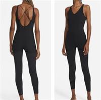 NIKE YOGA LUXURY LAYERED 7/8 JUMPSUIT SIZE M (DA2424 010) BLACK - M Regular