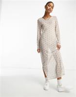 NIKE ALL OVER PRINT MESH LONG DRESS SIZE L (DV8249 292) Fossil Stone - L Regular