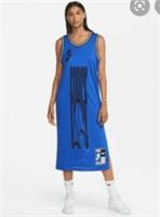 NIKE JERSEY LONG DRESS SIZE S (CU6787 405) BLUE/BLACK/WHITE - S Regular