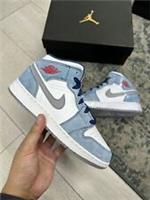 Nike Jordan 1 Mid GS French | Blue | Size UK3.5 US4 EU36 | Kids Junior White