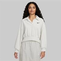 NIKE VELOUR POLO SWEATSHIRT WOMEN'S UK S 'LIGHT BONE' - DV7814 072 - S Regular