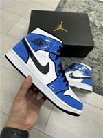 Nike Air Jordan 1 Mid Signal Blue | Size UK7 U8 EU41 | White Patent AJ1