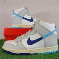 Nike Trainers Womens Size 5.5 Grey Blue Leather Dunk High Swoosh Running Shoes