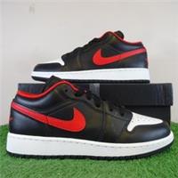 Nike Trainers Size 5.5 Womens Air Jordan 1 LOW GS Black Red Casual Shoes