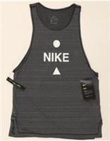 NIKE Womens Dri Fit Graphic Vest Top UK 10 Small Grey Pinstripe CY07 - S Regular