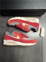 Nike Air Max 90 Premium Gym Red Smoke Grey Gum 640744-103 Mens UK 7
