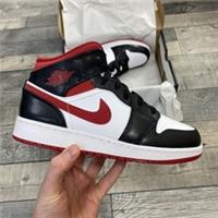 NIKE TRAINERS AIR JORDAN 1 MID GS WHITE GYM RED-BLACK SHOE SIZE UK5 US5.5Y EUR38