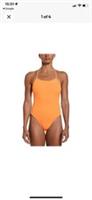 Nike Swim Womens Hydrastrong Solid Lace Up Tie Back Swimsuit Orange Uk 8 New - 8 Regular