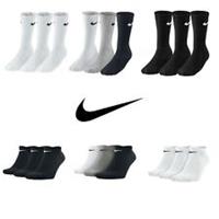 Nike Socks 3 Pairs Mens Womens Crew Ankle Liner Cotton Sports Socks Size UK 2-14 - UK 8-11 Regular
