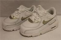INFANT NIKE AIR MAX 90 LTR WHITE GOLD TRAINERS 833379-103