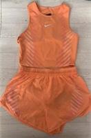 Nike Women's Runway Running Crop Top & Shorts (Orange) - CU3222 835 - S Regular