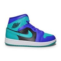 Womens Nike Air Jordan 1 Mid "Black Grape" - BQ6472 502 - Dk Concrd New Emrld Bk