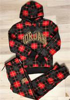 Nike Brooklyn Fleece Check Kids Pullover Hoodie Tracksuit Sz S/M/XL Black Red