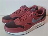 MENS NIKE AIR MAX 1 LTR LEATHER BURGUNDY TRAINER 654466-600