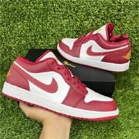 NIKE AIR JORDAN 1 LOW CARDINAL RED TRAINERS SIZE UK 8.5 WHITE BOXED 553558-607