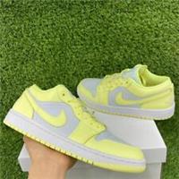 NIKE AIR JORDAN 1 LOW CITRON YELLOW TRAINERS SIZE UK 7.5 PLATINUM DC0774-007