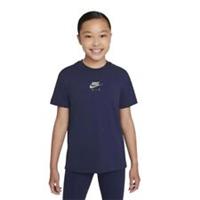 Junior Nike T Shirts Cotton Top Girls Kids Blue Nike Air Short Sleeve Logo