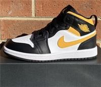 Nike Jordan 1 MID PS Trainers 640734-177 White Yellow Black UK 11.5 US 12C EUR29