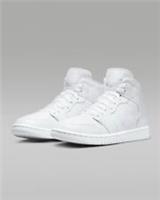 Nike Air Jordan 1 Mid Trainers UK Size 4 37.5 DV0991 111 Triple White Womens