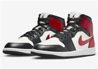 Nike Air Jordan 1 Mid Trainers UK Size 8.5 EUR 43 BQ6472 160 Black Toe Unisex