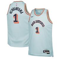 San Antonio Spurs Jersey Kid's NBA Nike City Top - Wembanyama - New - 10-12 Years Regular