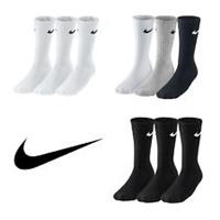 Nike Crew Socks 3 Pairs Mens Womens Cotton Sports White Black Grey Size UK 2-14