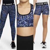 Girls Nike Pro Bra Shorts Leggings Outfit Tracksuit Age 10 - 12 M Blue Black