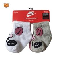 Nike 6 Pack Ankle Socks 6-12 Months Newborn White Grey Pink Purple (New Tags)