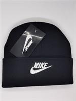 Nike Unisex Black Beanie Hat Warm Winter Knit Cap White Logo Christmas Gift Uk